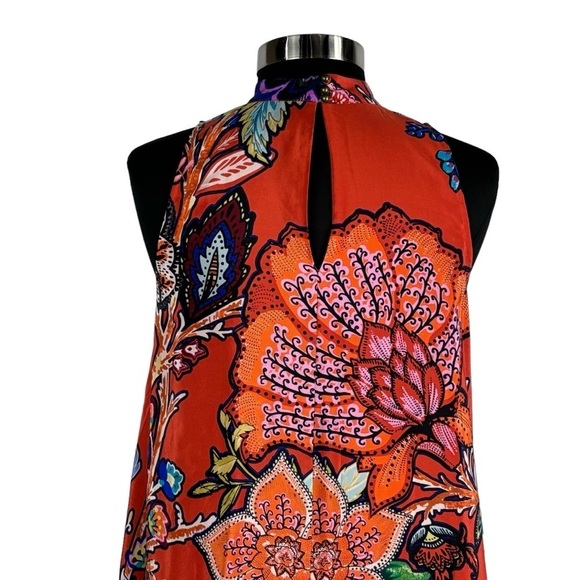 ANTHROPOLOGIE MAEVE LARKHILL SILK FLORAL PAISLEY SLEEVELESS SWING DRESS - Picture 8 of 14